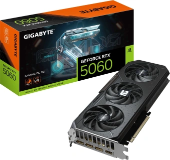 Видеокарта Gigabyte PCI-E 5.0 GV-N5060GAMING OC-8GD 1.0 NVIDIA GeForce RTX 5060 8Gb 128bit GDDR7 2595/28000 HDMIx1 DPx3 HDCP Ret - купить недорого с доставкой в интернет-магазине