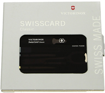 Швейцарская карта Victorinox SwissCard Classic (0.7133.T3) черный полупрозрачный коробка подарочная - купить недорого с доставкой в интернет-магазине