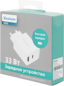 Сетевое зар./устр. Xenium X332 25W 3A+2A+1.5A USB Type-C универсальное белый (CCX332CW/00) - купить недорого с доставкой в интернет-магазине