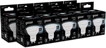 Лампа светодиодная Gauss 101506209 9Вт цок.:GU10 рефлек. 220B св.свеч.бел.нейт. MR16 (упак.:10шт) - купить недорого с доставкой в интернет-магазине