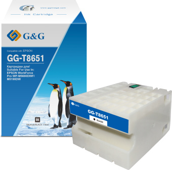 Картридж струйный G&G GG-C13T865140 T8651 черный (176мл) для Epson WorkForce Pro WF-M5690DWF/M5190DW - купить недорого с доставкой в интернет-магазине