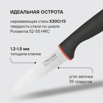 Набор ножей кухон. Rondell Urban RD-1010 компл.:4предм. разд.дос. черный/красный блистер - купить недорого с доставкой в интернет-магазине