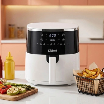 Аэрогриль Kitfort КТ-8157 4.2л 1500Вт белый/черный - купить недорого с доставкой в интернет-магазине