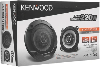 Колонки автомобильные Kenwood KFC-S1066 220Вт 88дБ 4Ом 10см (4дюйм) (ком.:2кол.) коаксиальные двухполосные - купить недорого с доставкой в интернет-магазине