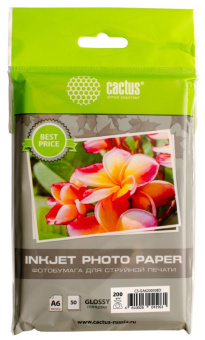 Фотобумага Cactus CS-GA620050ED A6/200г/м2/50л./белый глянцевое для струйной печати - купить недорого с доставкой в интернет-магазине
