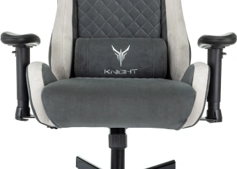 Кресло игровое Knight Regal Fabric серый/светло-серый искусственная замша крестов. металл - купить недорого с доставкой в интернет-магазине