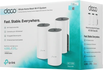Бесшовный Mesh роутер TP-Link Deco M4 (DECO M4(3-PACK)) AC1200 10/100/1000BASE-TX белый (упак.:3шт) - купить недорого с доставкой в интернет-магазине