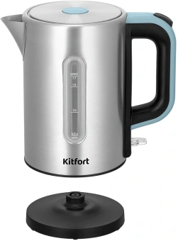 Чайник электрический Kitfort КТ-8703 1.7л. 2200Вт нержавеющая сталь/черный корпус: нерж.сталь/пластик - купить недорого с доставкой в интернет-магазине