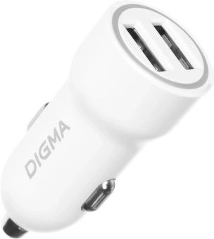 Автомобильное зар./устр. Digma DGC1С 12W 2.4A 2xUSB белый (DGC1C2LX22WH) - купить недорого с доставкой в интернет-магазине