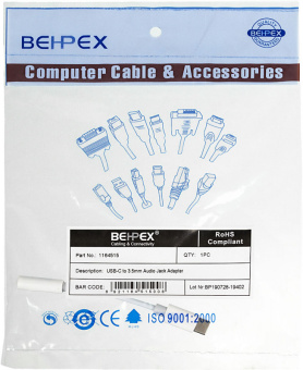 Переходник Jack 3.5 (f)-USB Type-C (m) 0.05м белый - купить недорого с доставкой в интернет-магазине
