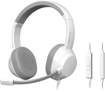 Наушники с микрофоном A4Tech Fstyler FH150U белый/серый 2м накладные USB оголовье (FH150U WHITE) - купить недорого с доставкой в интернет-магазине