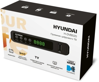 Ресивер DVB-T2 Hyundai H-DVB520 черный - купить недорого с доставкой в интернет-магазине