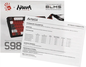 Клавиатура A4Tech Bloody S98 Naraka BLMS Plus механическая черный/красный USB for gamer LED (S98 NARAKA BLMS RED PLUS) - цена, купить или заказать с доставкой в интернет-магазине Клавиатура A4Tech Bloody S98 Naraka BLMS Plus механическая черный/красный USB for gamer LED (S98 NARAKA BLMS RED PLUS) - купить недорого с доставкой в интернет-магазине