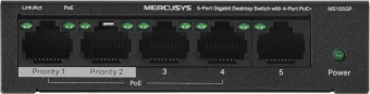 Коммутатор Mercusys MS105GP (L2) 5x1Гбит/с 4PoE+ 65W неуправляемый - купить недорого с доставкой в интернет-магазине