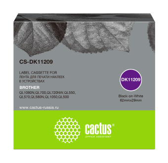 Картридж ленточный Cactus CS-DK11209 DK-11209 черный для Brother P-touch QL-500, QL-550, QL-700, QL-800 - купить недорого с доставкой в интернет-магазине