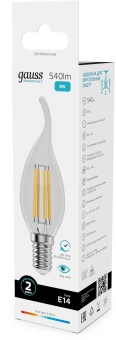 Лампа филам. Gauss Filament 8Вт цок.:E14 свеча св.свеч.бел.нейт. (упак.:10шт) (42128) - купить недорого с доставкой в интернет-магазине
