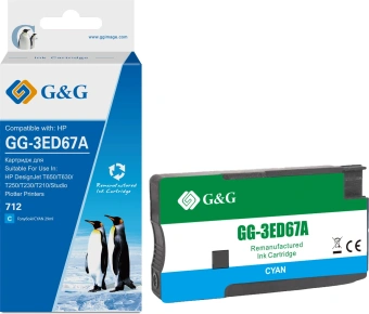 Картридж струйный G&G GG-3ED67A 712 голубой (29мл) для HP DesignJet T650/T630/T250/T230/T210/Studio Plotter Printers - купить недорого с доставкой в интернет-магазине