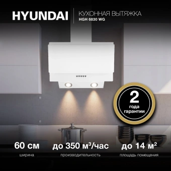 Вытяжка каминная Hyundai HGH 6830 WG белый управление: кнопочное (1 мотор) - купить недорого с доставкой в интернет-магазине