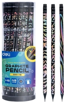 Карандаш ч/г Deli EC041-HB 2.2мм HB кругл. черный Animal Texture ластик - купить недорого с доставкой в интернет-магазине