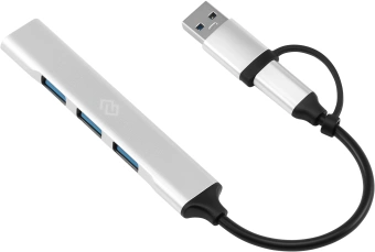 Разветвитель USB-C + USB-A Digma DHUB-4USB-AC-2.0 4порт. серебристый - купить недорого с доставкой в интернет-магазине