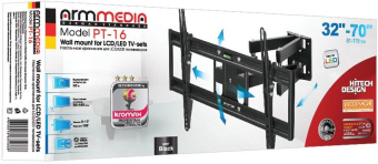 Кронштейн для телевизора Arm Media PT-16 черный 22"-65" макс.40кг настенный поворотно-выдвижной и наклонный - купить недорого с доставкой в интернет-магазине