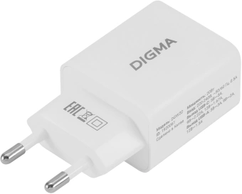 Сетевое зар./устр. Digma DGW2D 20W 3A+1A (PD+QC) USB-C/USB-A универсальное белый (DGW2D0F110WH) - купить недорого с доставкой в интернет-магазине