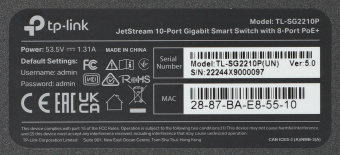 Коммутатор TP-Link SG2210P (L2) 8x1Гбит/с 2SFP 8PoE+ управляемый - купить недорого с доставкой в интернет-магазине