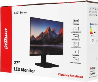 Монитор Dahua 27" DHI-LM27-C301B черный IPS LED 5ms 16:9 HDMI матовая 1200:1 300cd 178гр/178гр 2560x1440 100Hz DP 2K 4.8кг - купить недорого с доставкой в интернет-магазине