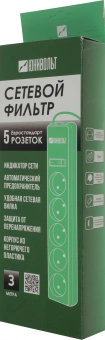 Сетевой фильтр Юнивольт 00-00000390 3м (5 розеток) белый (коробка) - купить недорого с доставкой в интернет-магазине