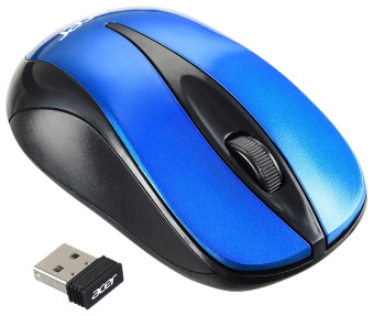 Мышь Acer OMR132 синий/черный оптическая (1000dpi) беспроводная USB для ноутбука (2but) - купить недорого с доставкой в интернет-магазине