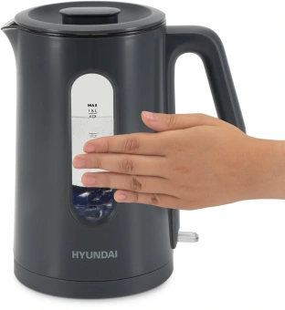 Чайник электрический Hyundai HYK-G4508 1.5л. 1700Вт серый/прозрачный корпус: стекло - купить недорого с доставкой в интернет-магазине