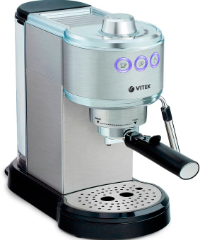 Кофеварка рожковая Vitek VT-1515 1350Вт серебристый - купить недорого с доставкой в интернет-магазине