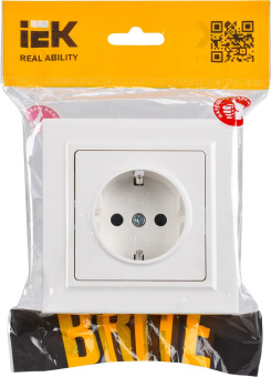 Розетка силов. IEK Brite РСР14-1-0-БрБ BR-R14-16-K01-F одинар. скрыт. зазем. штор. IP20 белый (упак.:1шт) - купить недорого с доставкой в интернет-магазине
