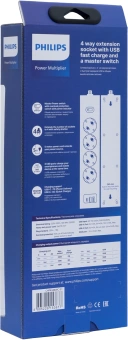 Сетевой фильтр Philips CHP4346WC/51 5м (4 розетки) белый (коробка) - купить недорого с доставкой в интернет-магазине