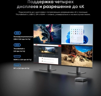 Неттоп Acer Gadget E10 ETBox1 i5 13500H (2.6) 16Gb SSD512Gb UHDG Windows 11 Pro 2x2.5GbitEth WiFi BT 120W серебристый/черный - купить недорого с доставкой в интернет-магазине