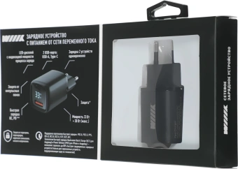 Сетевое зар./устр. Wiiix UNNK-4-2-24QCPD-FAST 15W 2.4A (PD+QC) USB-A универсальное черный - купить недорого с доставкой в интернет-магазине