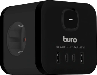 Сетевой разветвитель Buro BU-PW3UC-B (3 розетки) черный (пакет ПЭ) - купить недорого с доставкой в интернет-магазине