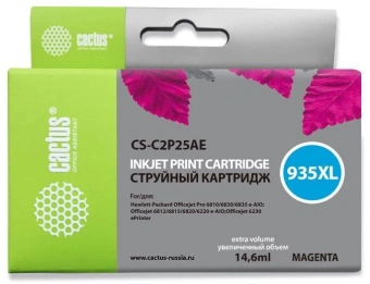 Картридж струйный Cactus CS-C2P25AE №935XL пурпурный (14.6мл) для HP OJ Pro 6230/6830 с чипом - купить недорого с доставкой в интернет-магазине