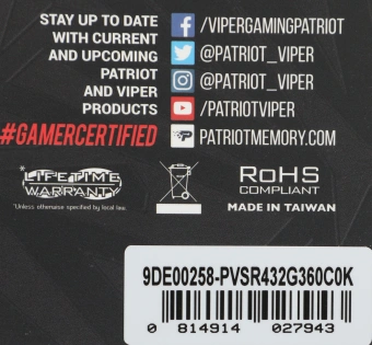 Память DDR4 2x16GB 3600MHz Patriot PVSR432G360C0K Viper Steel RGB RTL Gaming PC4-28800 CL20 DIMM 288-pin 1.35В dual rank с радиатором Ret - купить недорого с доставкой в интернет-магазине