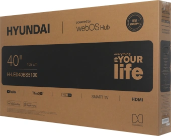 Телевизор LED Hyundai 40" H-LED40BS5100 WebOS Frameless Metal черный/серый FULL HD 60Hz DVB-T DVB-T2 DVB-C DVB-S DVB-S2 USB WiFi Smart TV - купить недорого с доставкой в интернет-магазине