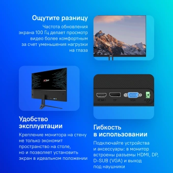 Монитор Dahua 27" DHI-LM27-B201E черный IPS LED 7ms 16:9 HDMI матовая 1000:1 300cd 178гр/178гр 1920x1080 100Hz VGA DP FHD 4.12кг - купить недорого с доставкой в интернет-магазине