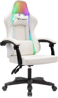 Кресло игровое Knight Wolf RGB белый экокожа/сетка с подголов. крестов. пластик - купить недорого с доставкой в интернет-магазине