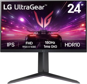 Монитор LG 23.8" UltraGear 24GS65F-B черный IPS LED 16:9 HDMI матовая HAS 300cd 178гр/178гр 1920x1080 180Hz G-Sync FreeSync DP FHD 5.4кг - купить недорого с доставкой в интернет-магазине
