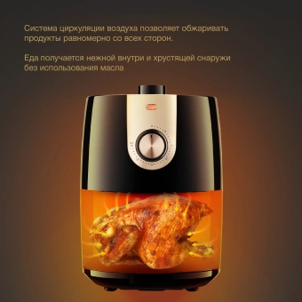 Аэрогриль Hyundai HYF-2057 1000Вт черный/золотистый - купить недорого с доставкой в интернет-магазине