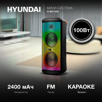 Минисистема Hyundai H-MC1235 черный 40Вт FM USB BT micro SD - купить недорого с доставкой в интернет-магазине