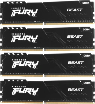 Память DDR4 4x16GB 3600MHz Kingston KF436C18BBK4/64 Fury Beast Black RTL Gaming PC4-28800 CL18 DIMM 288-pin 1.35В single rank с радиатором Ret - купить недорого с доставкой в интернет-магазине