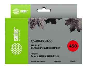Заправочный набор Cactus CS-RK-PGI450 черный 2x60мл для Canon MG6340/MG5440/iP7240 - купить недорого с доставкой в интернет-магазине