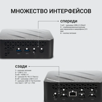 Неттоп Digma Mini Office Cel N4505 (2) 8Gb SSD256Gb UHDG 750 Windows 11 Pro GbitEth WiFi BT 45W черный (DPCN-8CXW02) - купить недорого с доставкой в интернет-магазине