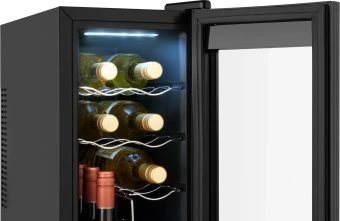 Винный шкаф Weissgauff WWC-12 Bottle 1-нокамерн. черный - купить недорого с доставкой в интернет-магазине