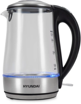 Чайник электрический Hyundai HYK-G8406 1.7л. 2200Вт прозрачный/черный (корпус: нержавеющая сталь) - купить недорого с доставкой в интернет-магазине